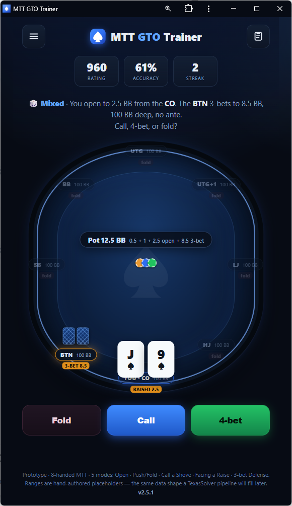 MTT GTO Poker Trainer screenshot